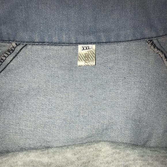 denim jacket with detachable gray button up vest - Picture 3 of 4